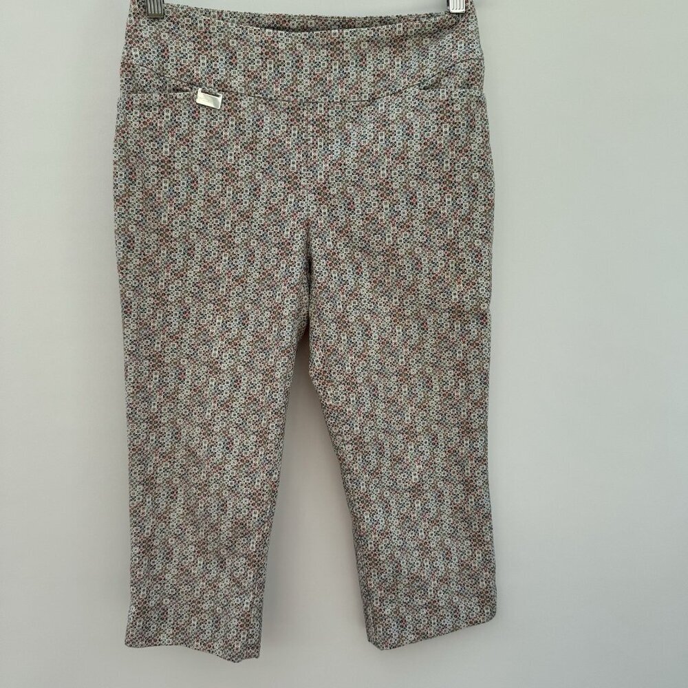 Lisette L Montreal Golf Pants Size 8 Cropped capri Mosaic Print Stretch Pull On